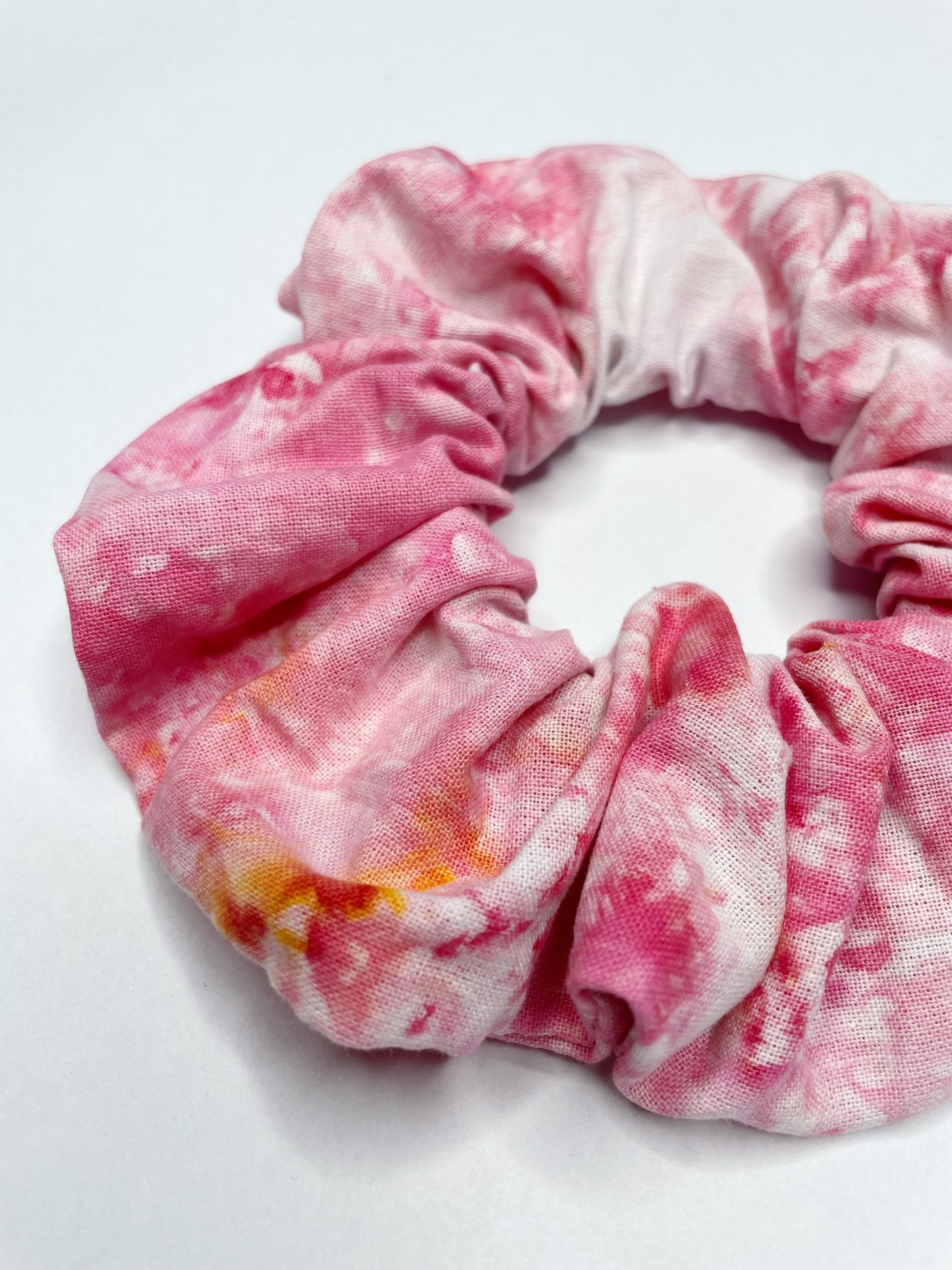 Pink Ice Dye Handmade Cotton Scrunchies
