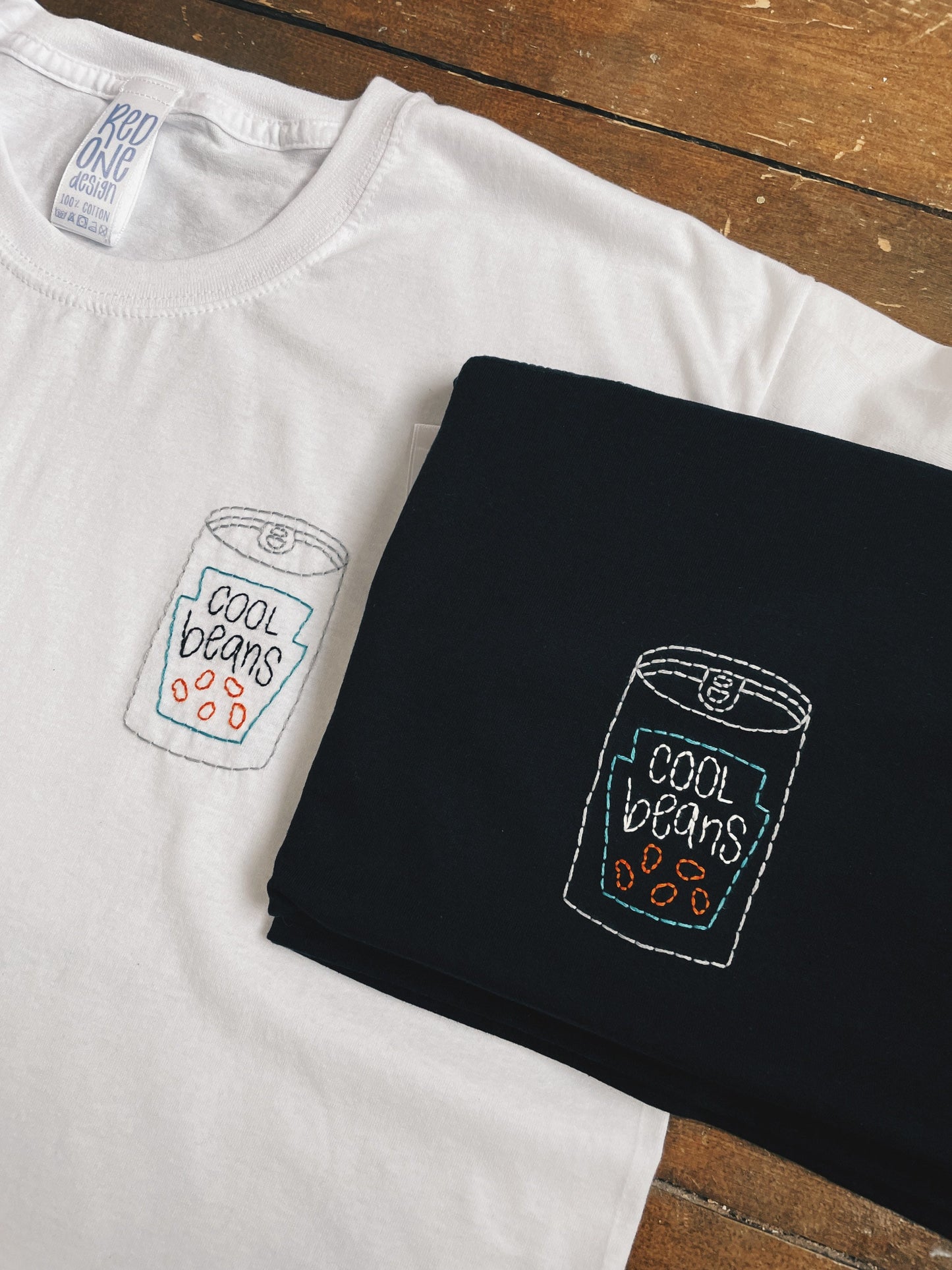 Cool Beans - Hand Embroidered Unisex T-Shirt