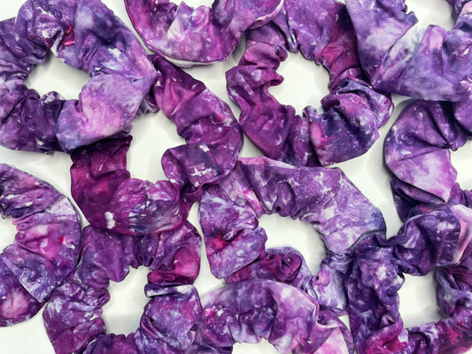 Purple Ice Dye Handmade Cotton Scrunchies