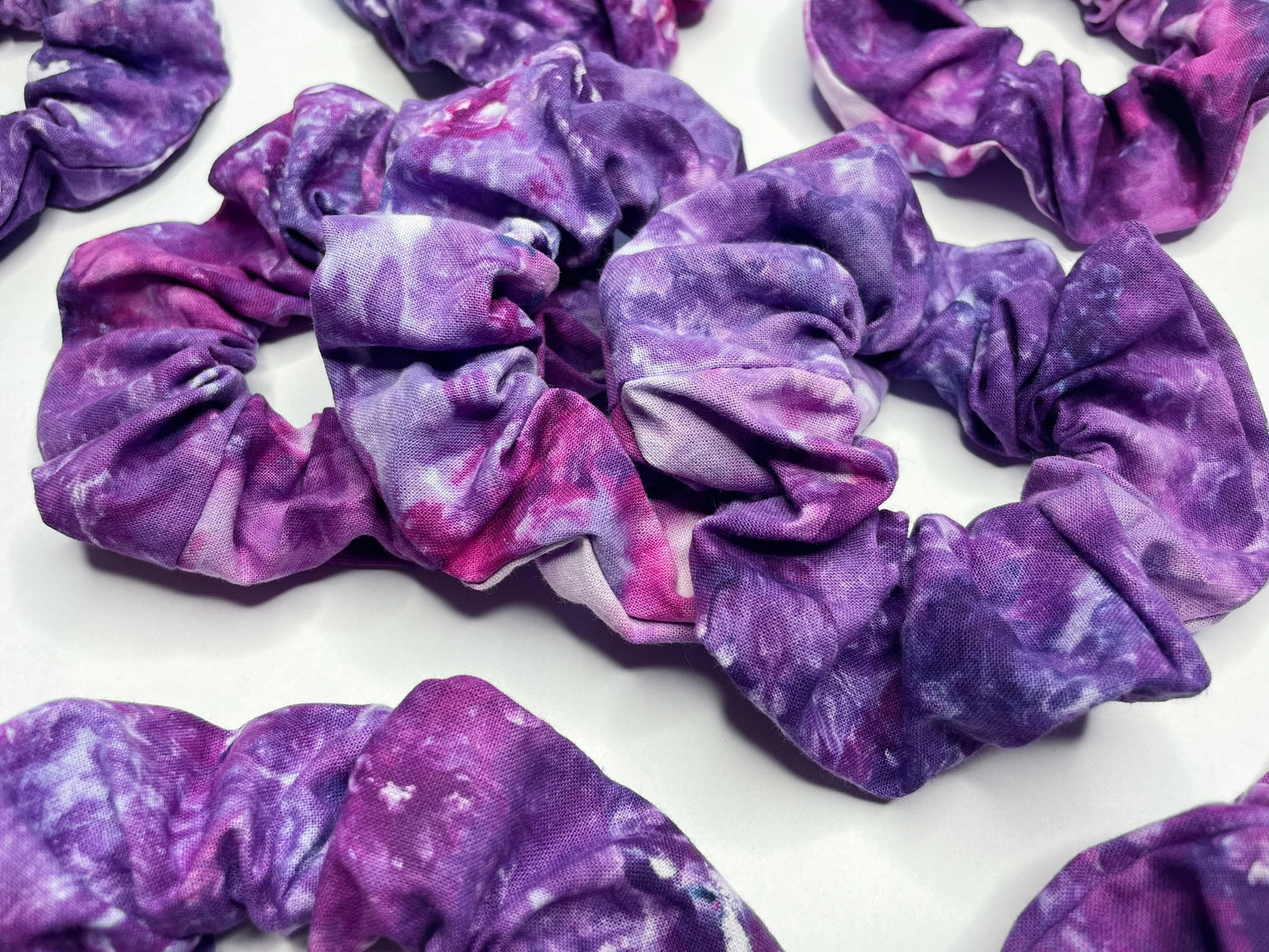 Purple Ice Dye Handmade Cotton Scrunchies