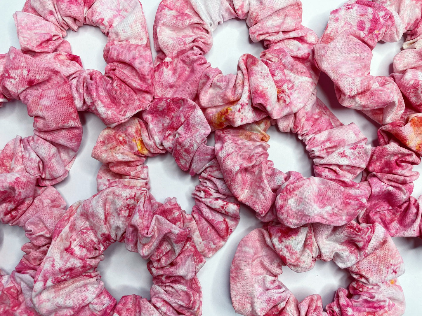 Pink Ice Dye Handmade Cotton Scrunchies