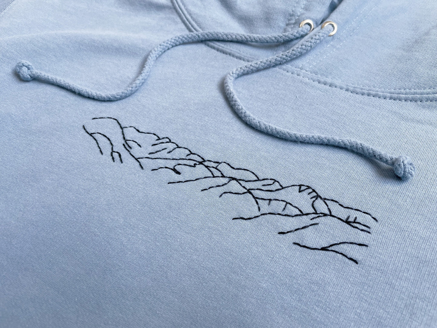 Mountain Hand Embroidered Unisex Pullover Hoodie