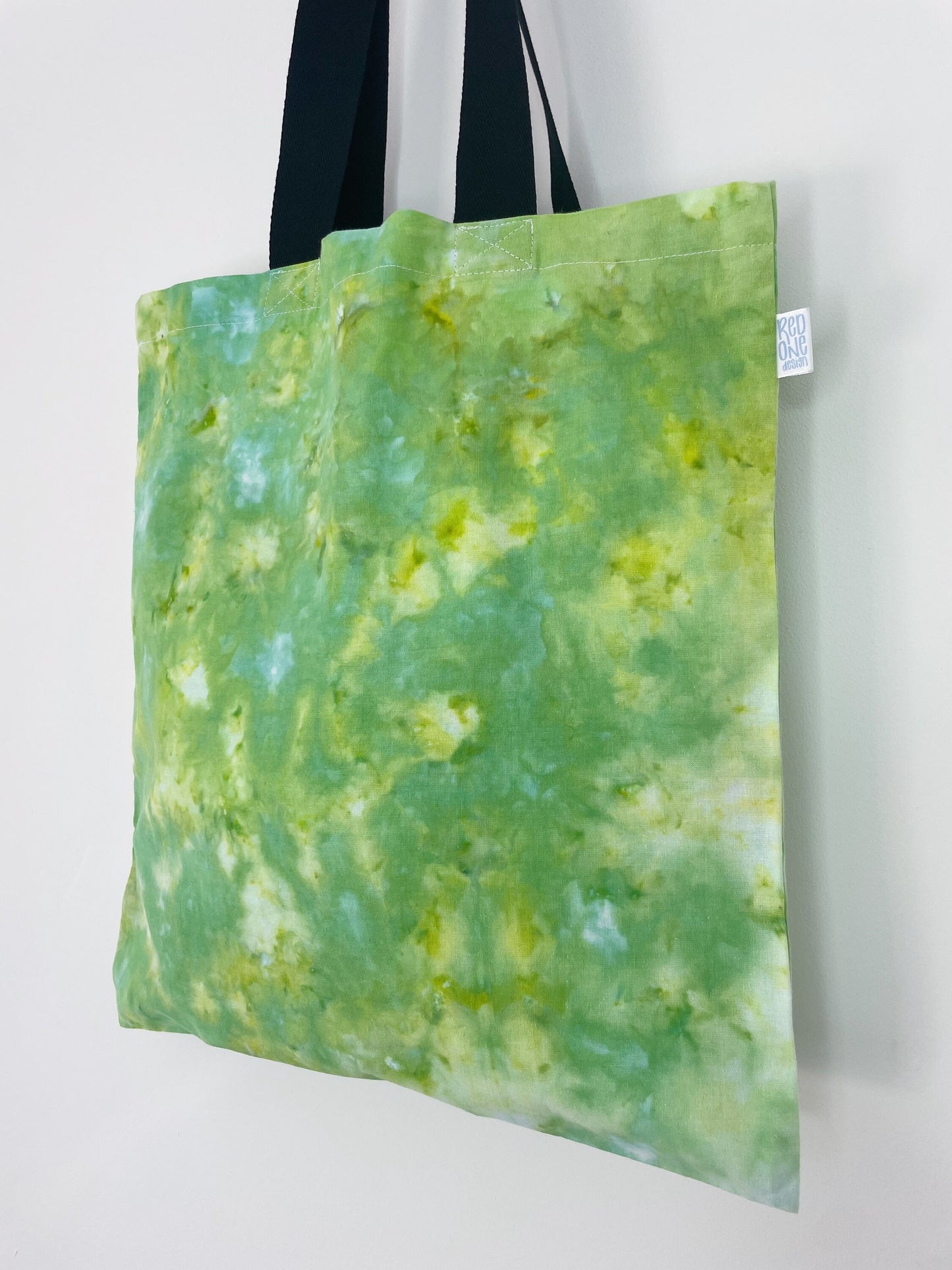 Green Ice Dye Handmade Tote Bag | Re-useable Cotton Ice Tie Dye Bag