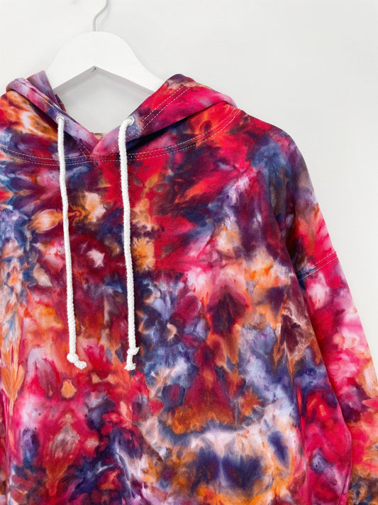 XL | Ice Dye Red Galaxy Hand Dyed Pullover Hoodie
