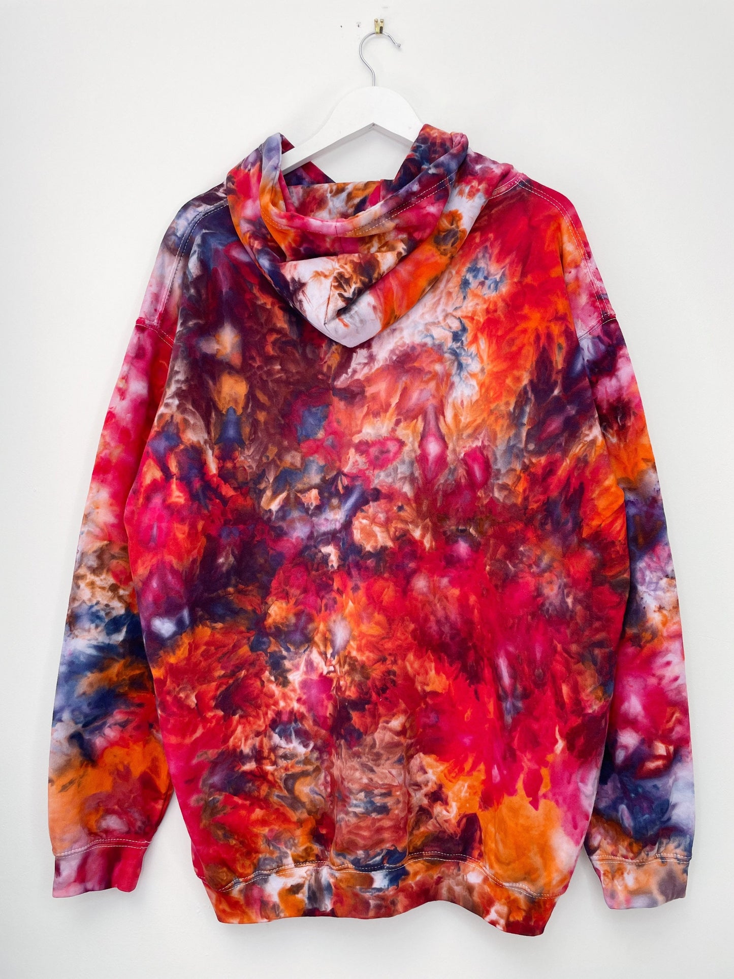 XL | Ice Dye Red Galaxy Hand Dyed Pullover Hoodie