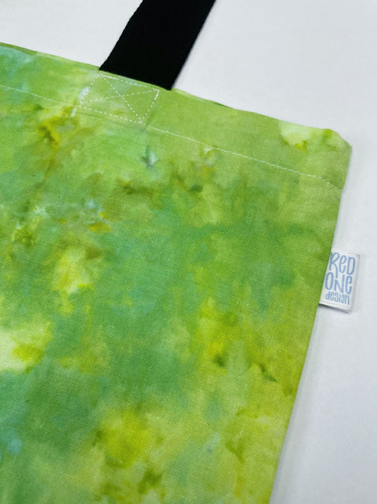 Green Ice Dye Handmade Tote Bag | Re-useable Cotton Ice Tie Dye Bag