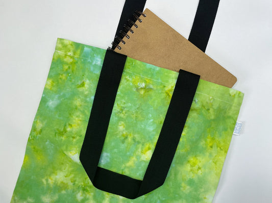 Green Ice Dye Handmade Tote Bag | Re-useable Cotton Ice Tie Dye Bag
