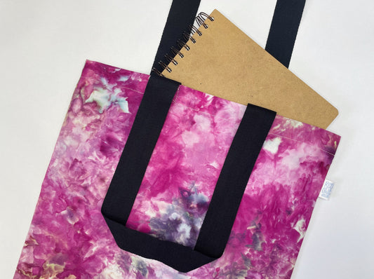 Pink Ice Dye Handmade Tote Bag | Re-useable Cotton Ice Tie Dye Bag