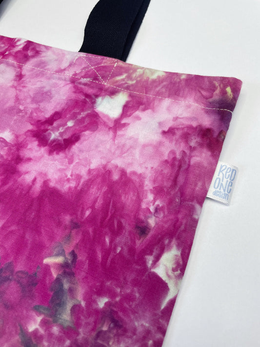 Pink Ice Dye Handmade Tote Bag | Re-useable Cotton Ice Tie Dye Bag