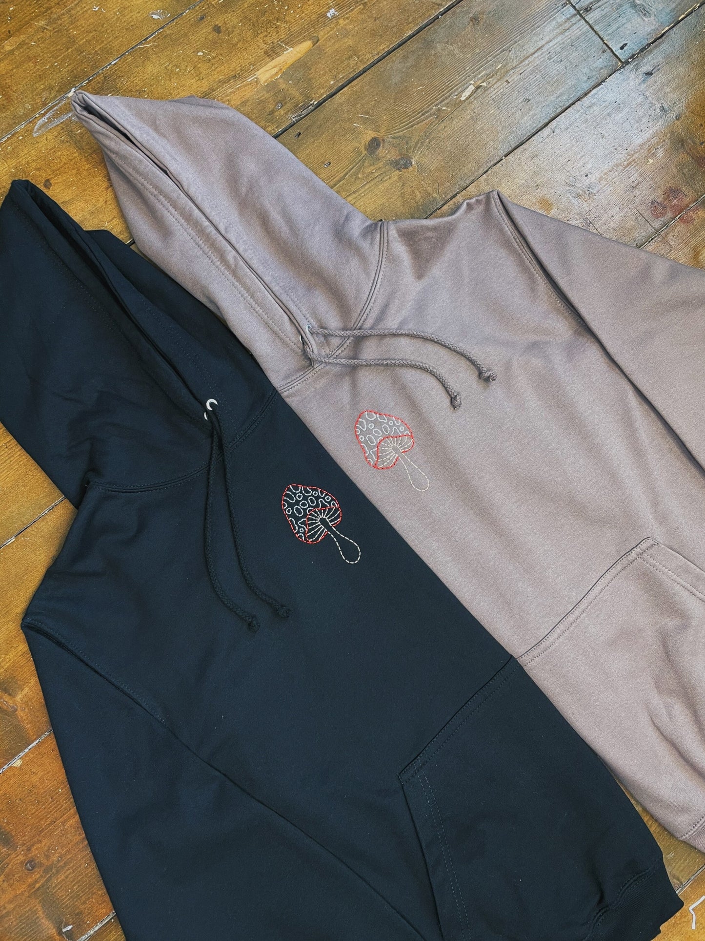 Mushroom Hand Embroidered Unisex Hoodie