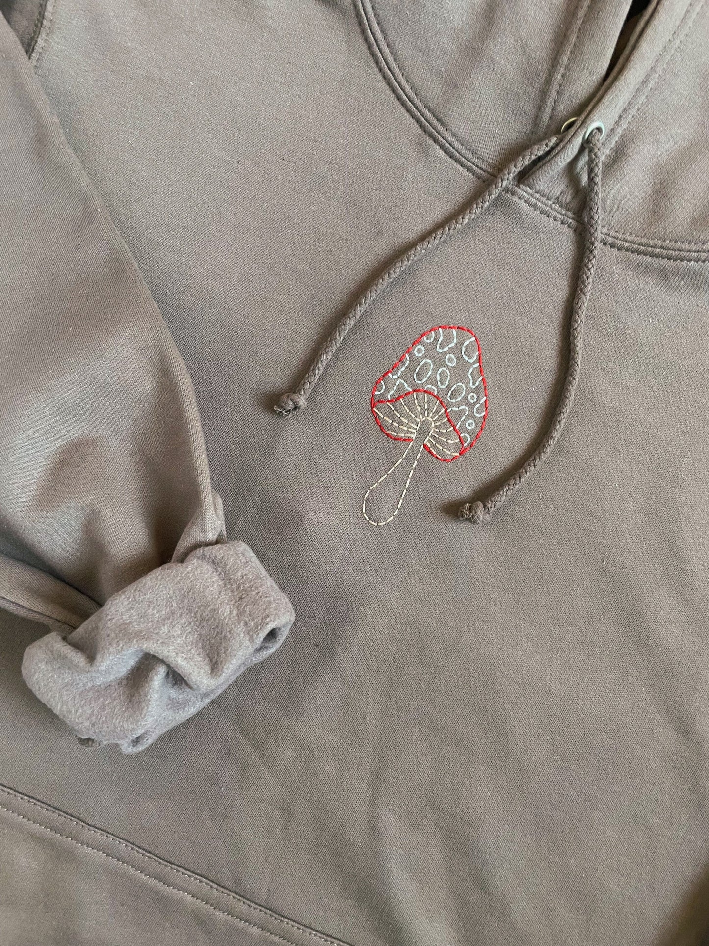 Mushroom Hand Embroidered Unisex Hoodie