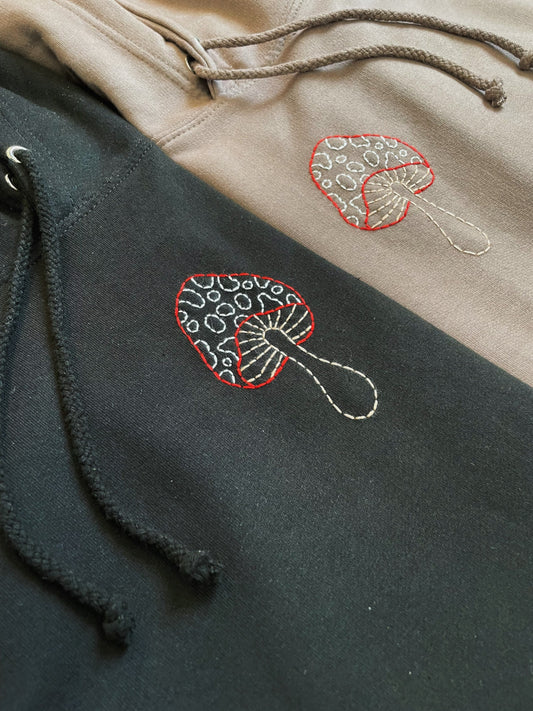 Mushroom Hand Embroidered Unisex Hoodie