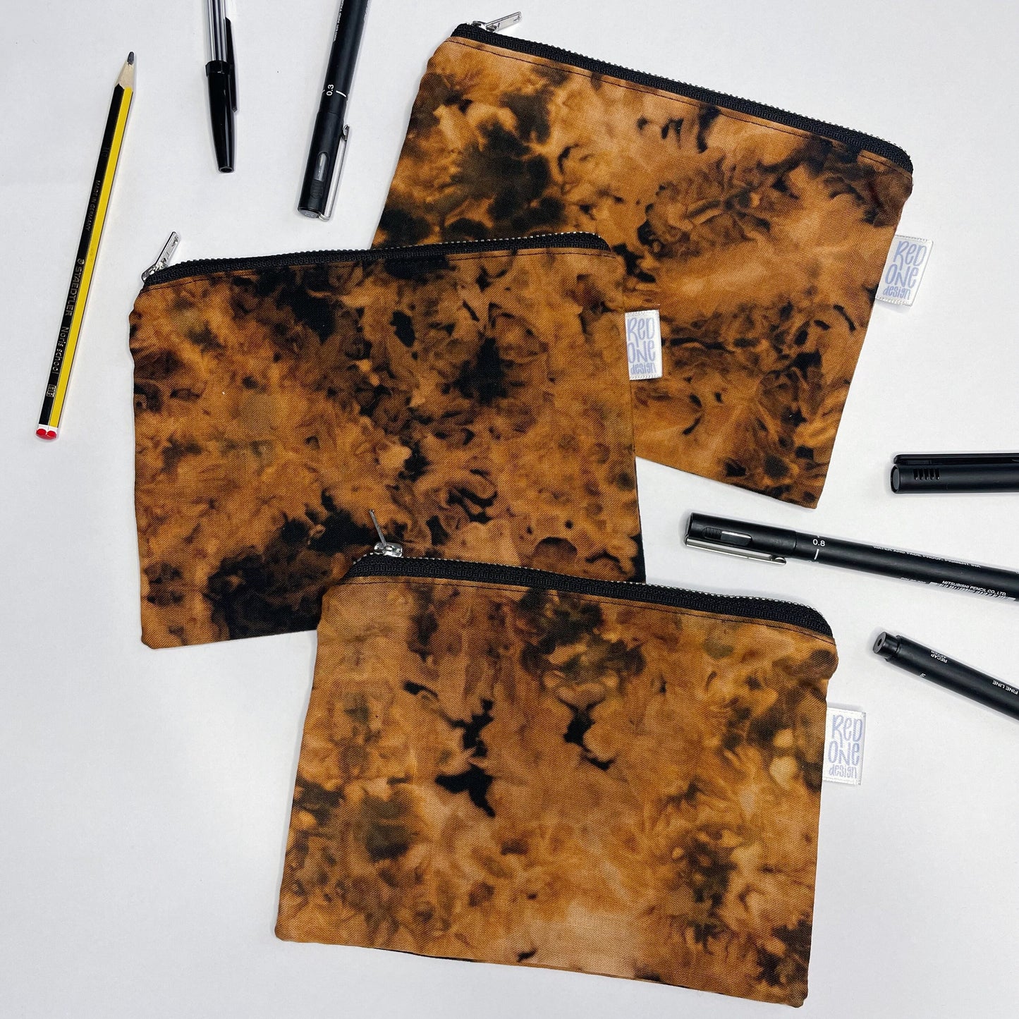 Handmade Ice Dye Zip Pouch | Reverse Tie Dye Pencil Case | Ice Dyed Make-up Pouch