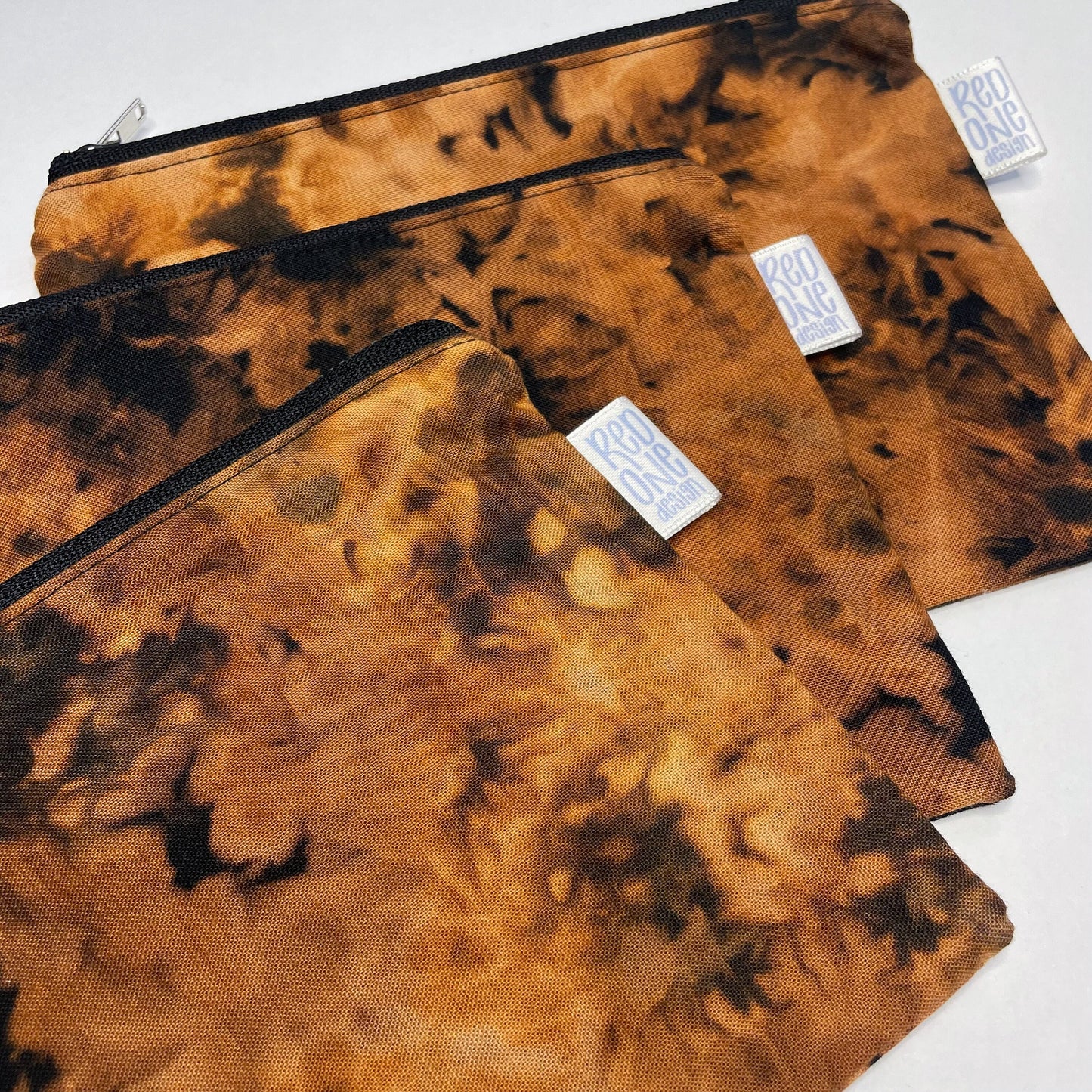 Handmade Ice Dye Zip Pouch | Reverse Tie Dye Pencil Case | Ice Dyed Make-up Pouch