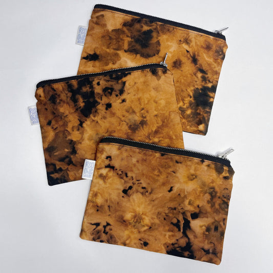 Handmade Ice Dye Zip Pouch | Reverse Tie Dye Pencil Case | Ice Dyed Make-up Pouch