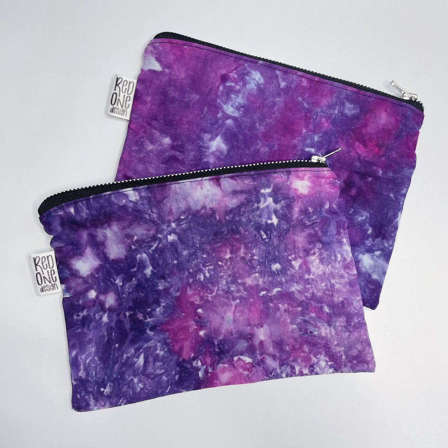 Handmade Ice Dye Zip Pouch | Purple Pencil Case | Ice Dyed Make-up Pouch