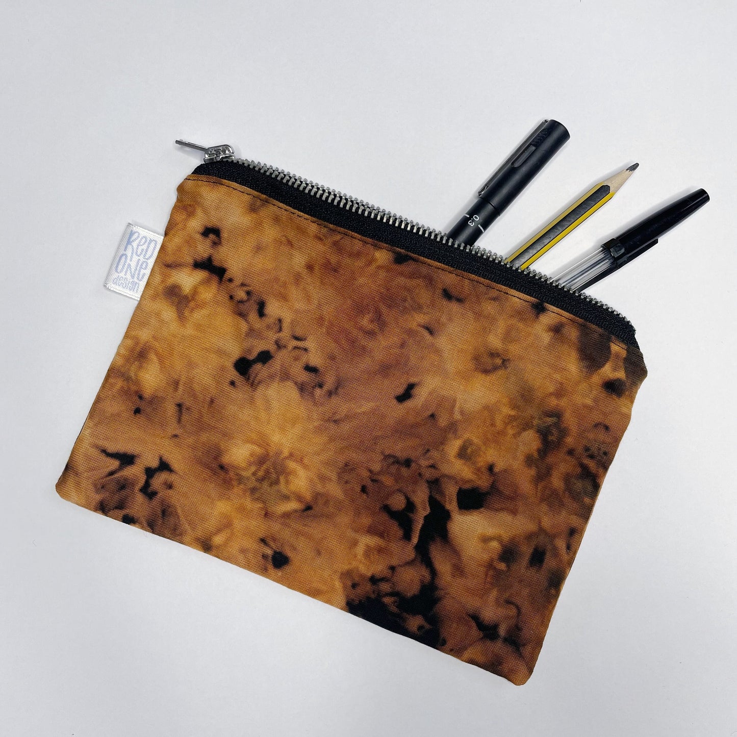 Handmade Ice Dye Zip Pouch | Reverse Tie Dye Pencil Case | Ice Dyed Make-up Pouch