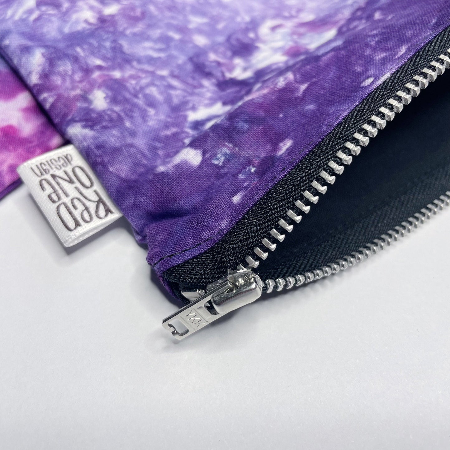 Handmade Ice Dye Zip Pouch | Purple Pencil Case | Ice Dyed Make-up Pouch