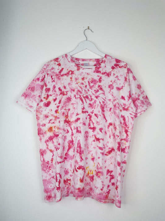 L | Ice Dye Pink Hand Dyed Ice Tie Dye T-Shirt