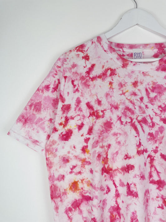 L | Ice Dye Pink Hand Dyed Ice Tie Dye T-Shirt