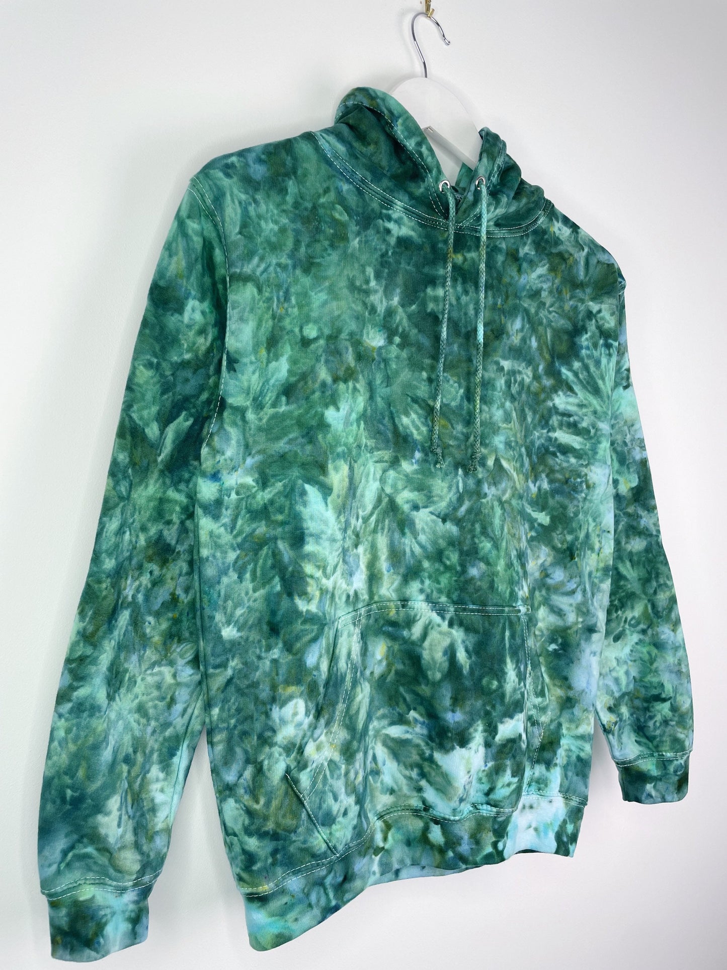 XS | Ice Dye Dark Green Hand Dyed Pullover Hoodie