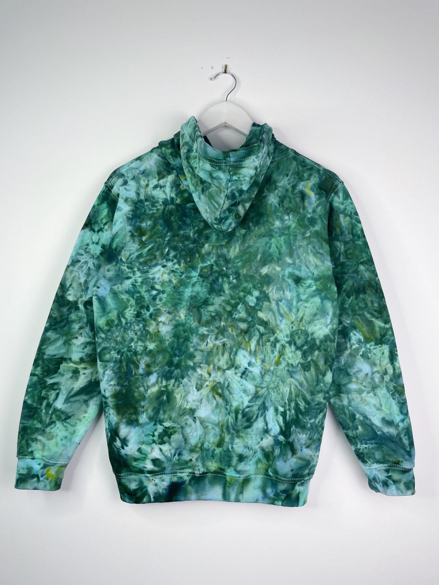 XS | Ice Dye Dark Green Hand Dyed Pullover Hoodie