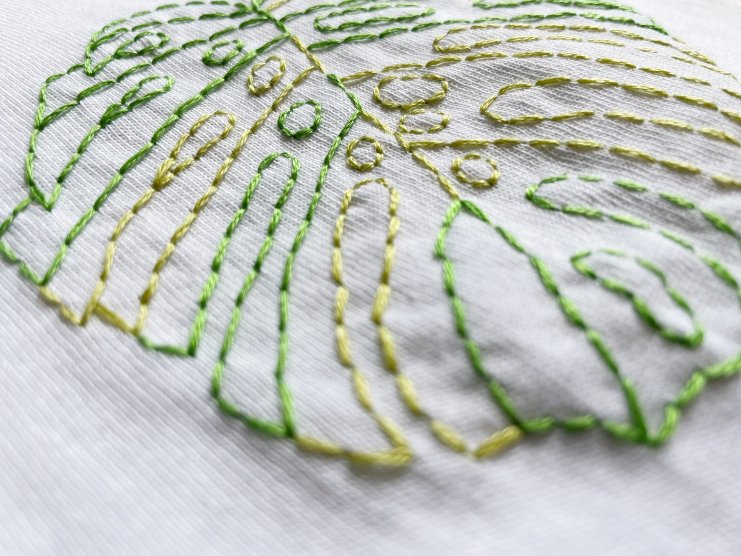 Hand Embroidered Variegated Monstera Plant T-Shirt