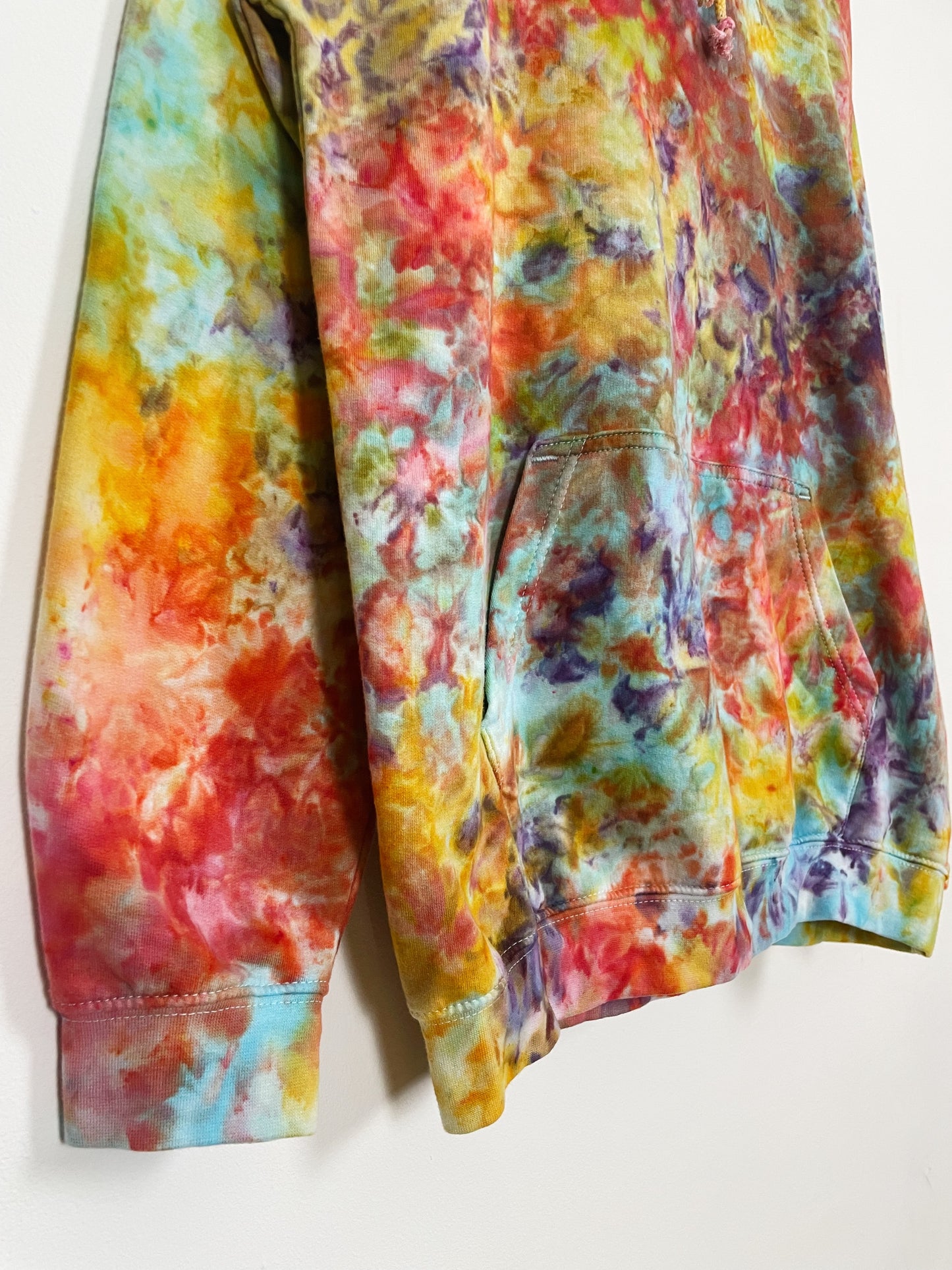 XL | Ice Dye Rainbow Multicolour Hand Dyed Pullover Hoodie
