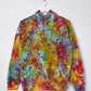 S | Ice Dye Rainbow Pink Multicolour Hand Dyed Pullover Hoodie
