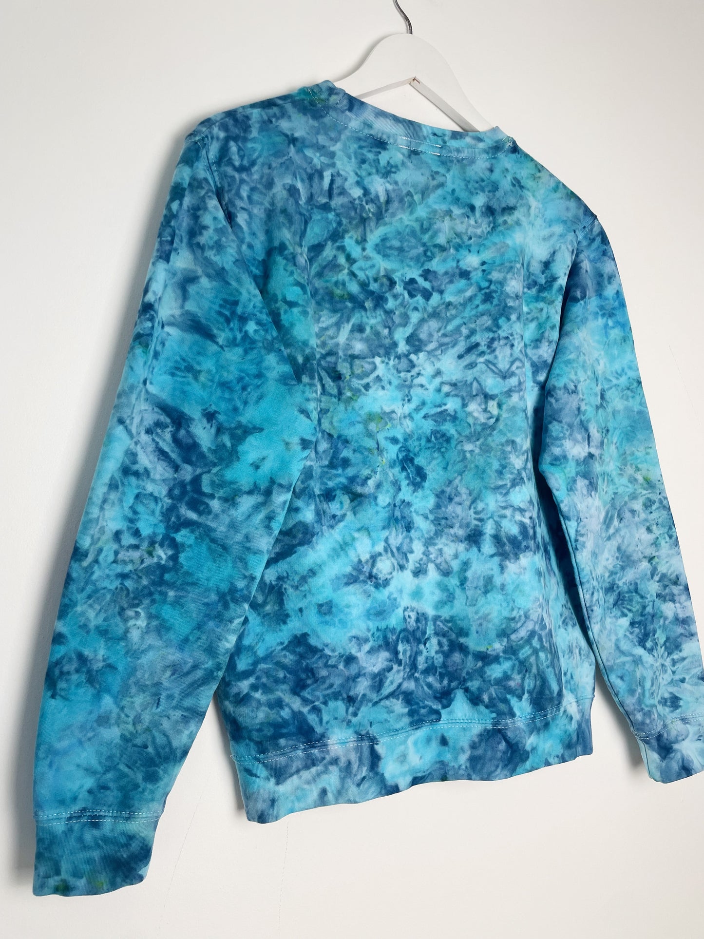 S | Ice Dye Ocean Blue Hand Dyed Sweatshirt