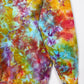 S | Ice Dye Rainbow Pink Multicolour Hand Dyed Pullover Hoodie