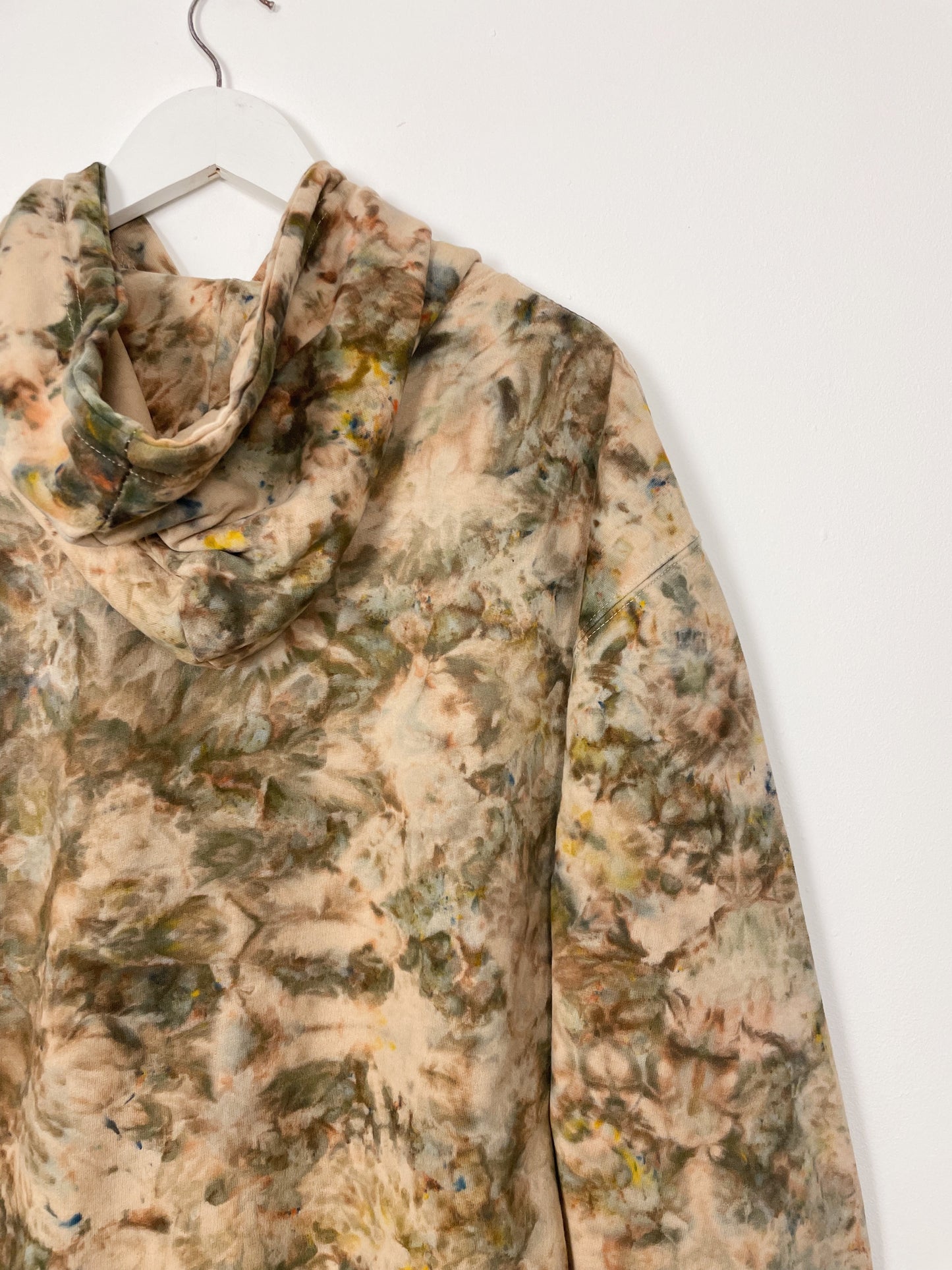 XL | Ice Dye Driftwood Hand Dyed Brown Pullover Hoodie