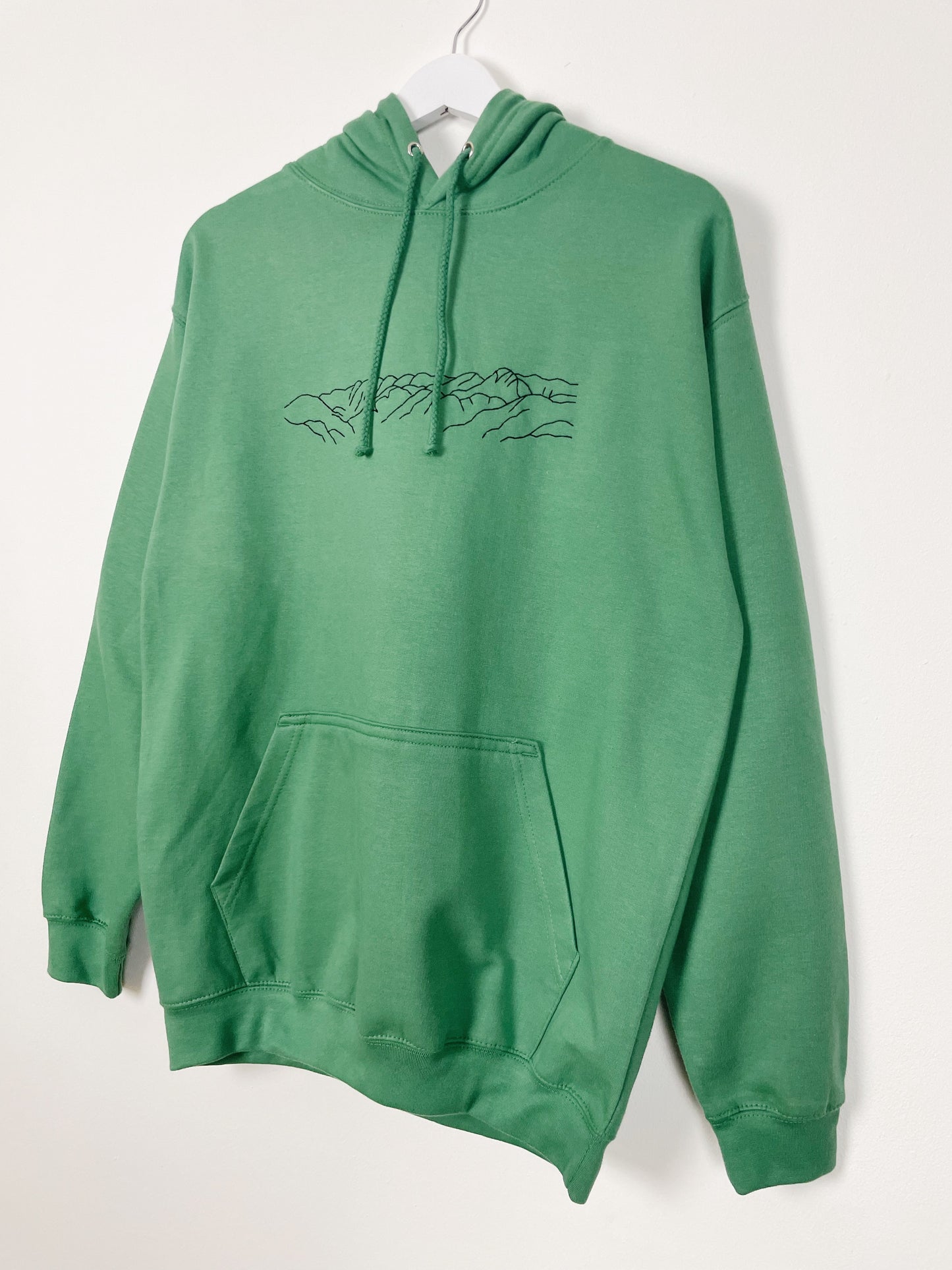 Mountain - Green Hand Embroidered Unisex Hoodie