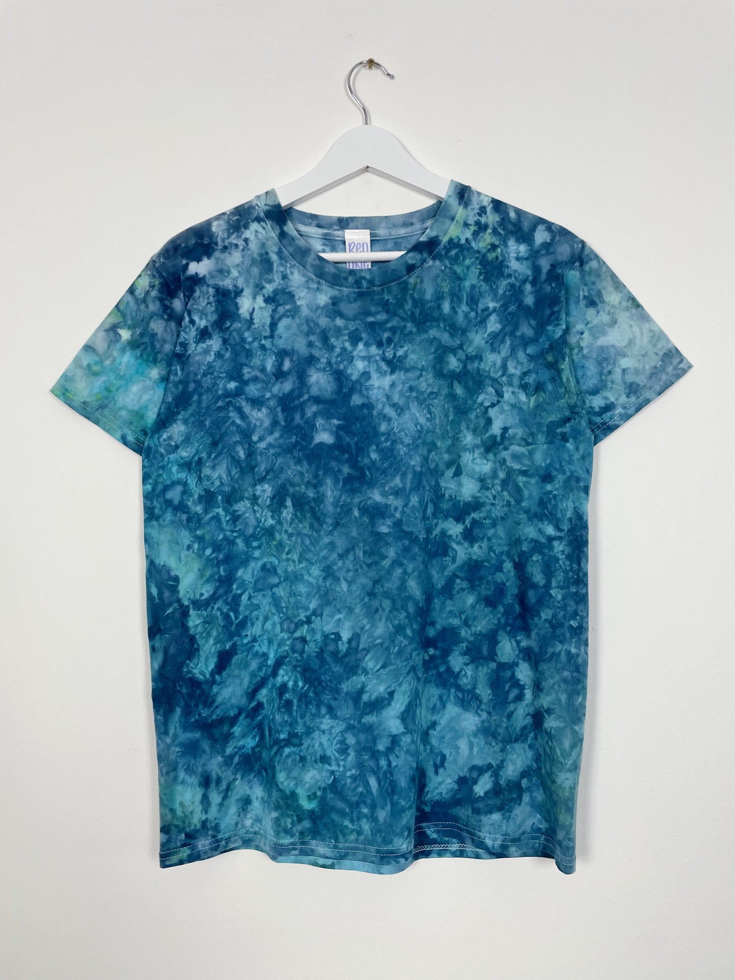 S | Ice Dye Ocean Blue Hand Ice Tie Dye T-Shirt