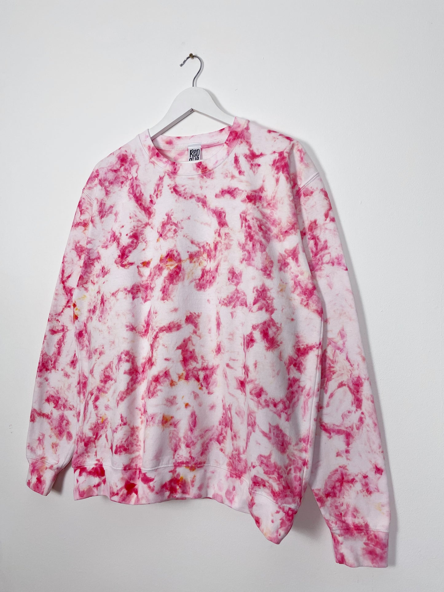 L | Ice Dye Pink Hand Dyed Sweatshirt