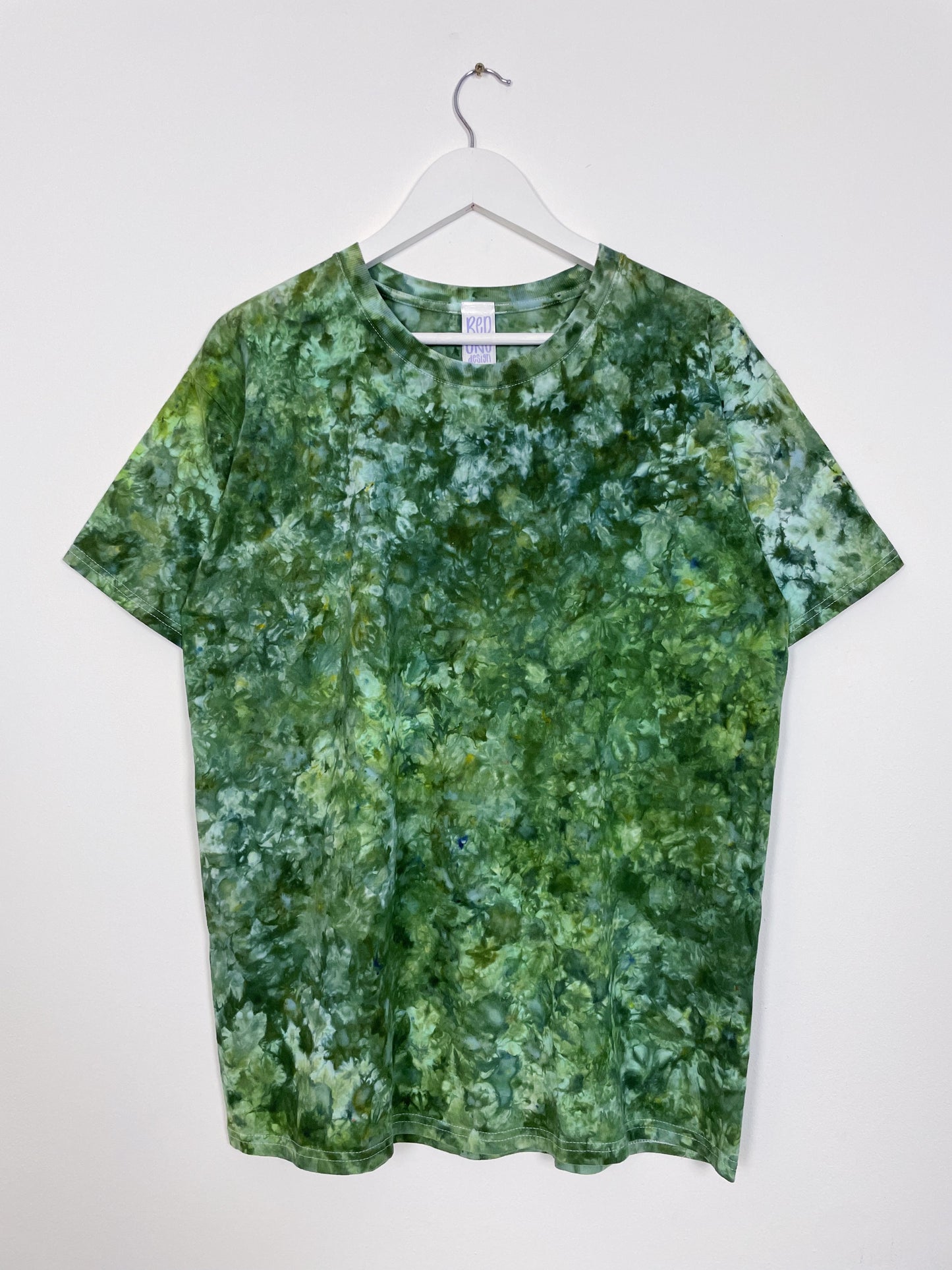 L | Ice Dye Dark Green Hand Dyed Ice Tie Dye T-Shirt