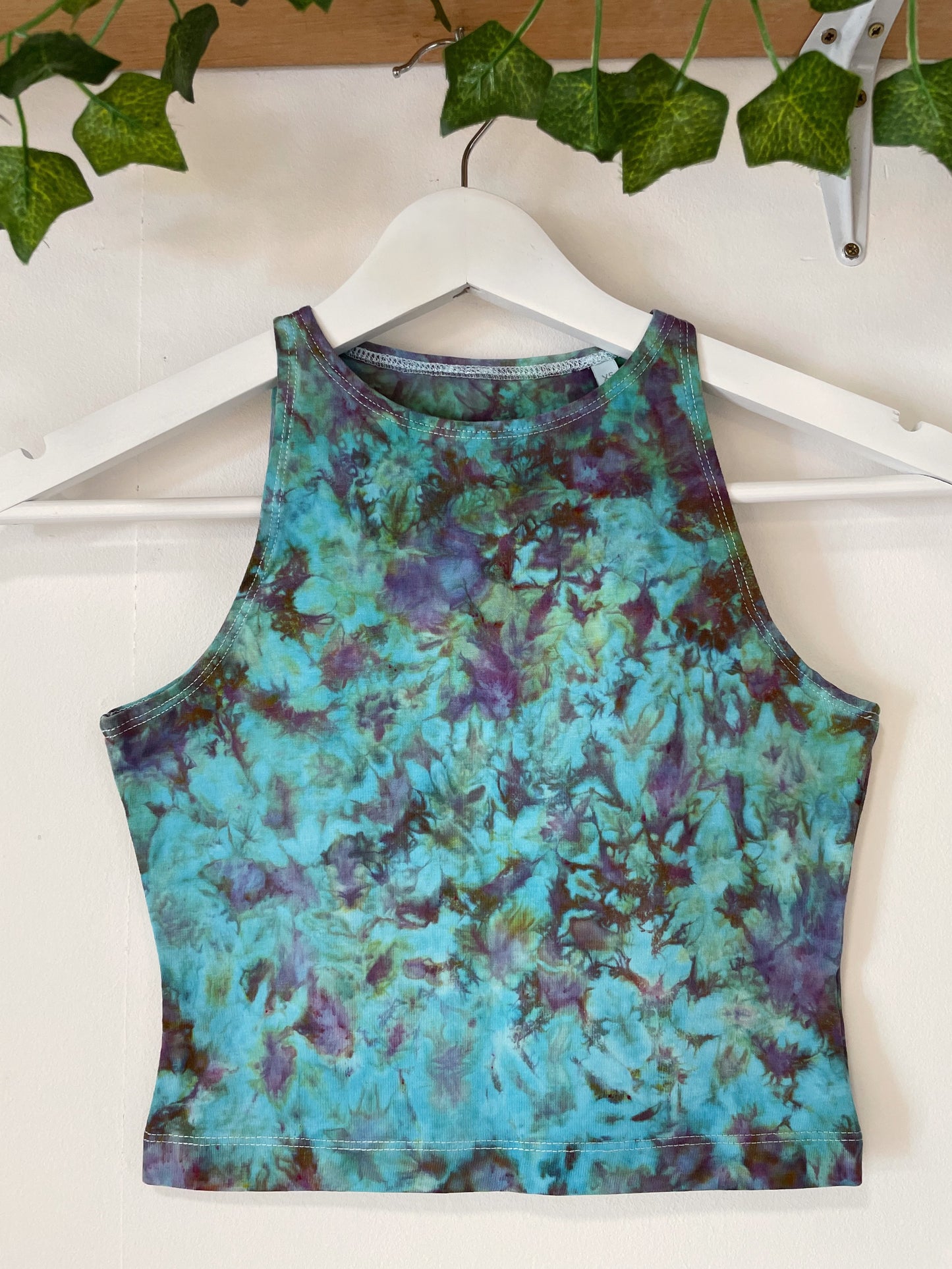 Ice Dye Blue/Purple/Green Crop Vest