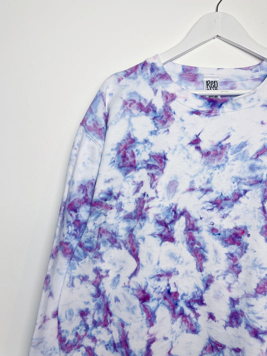 XL| Ice Dye Lilac Hand Dyed Sweatshirt