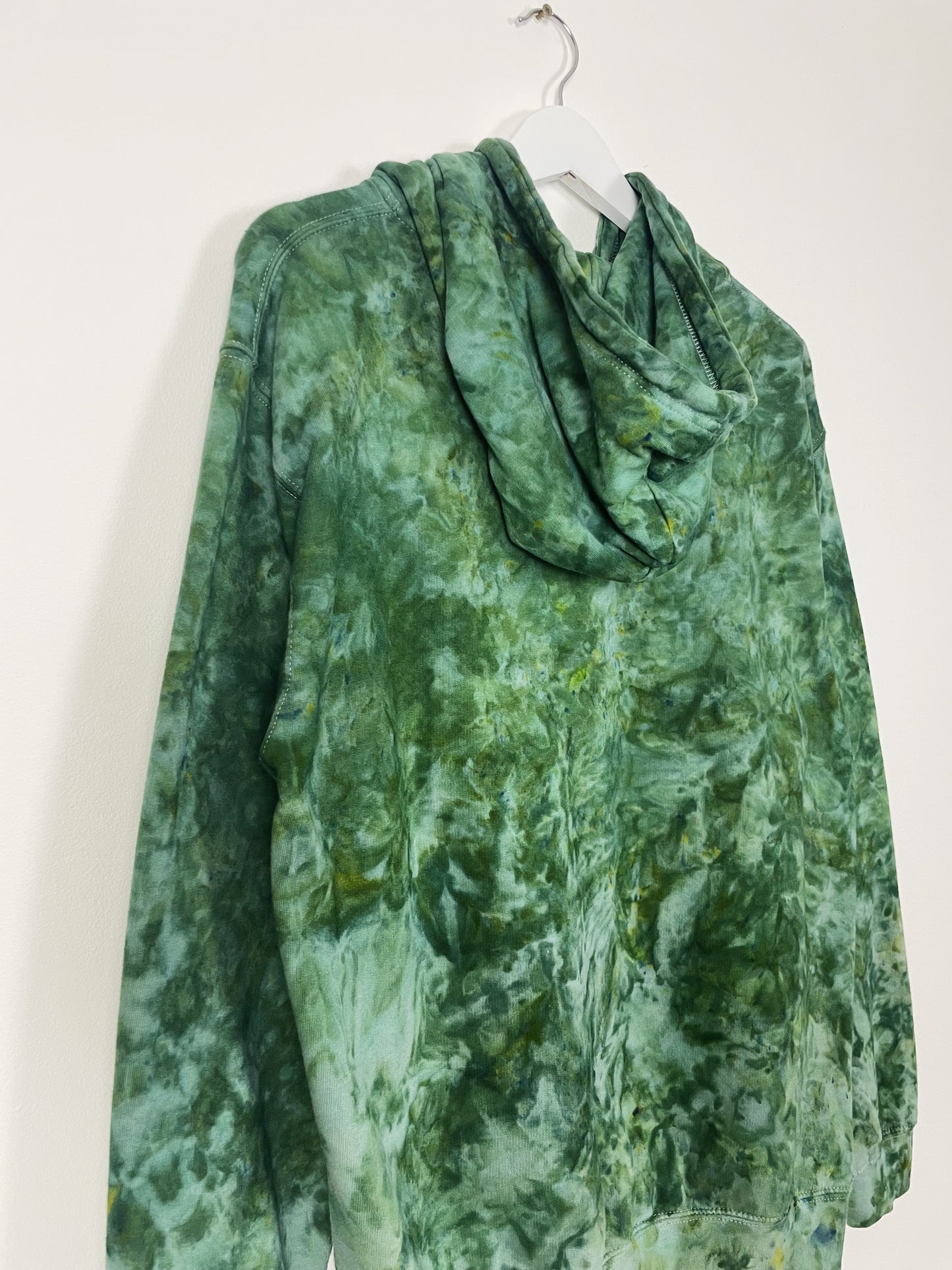 Ice Dye Dark Green Hand Dyed Zip Up Hoodie