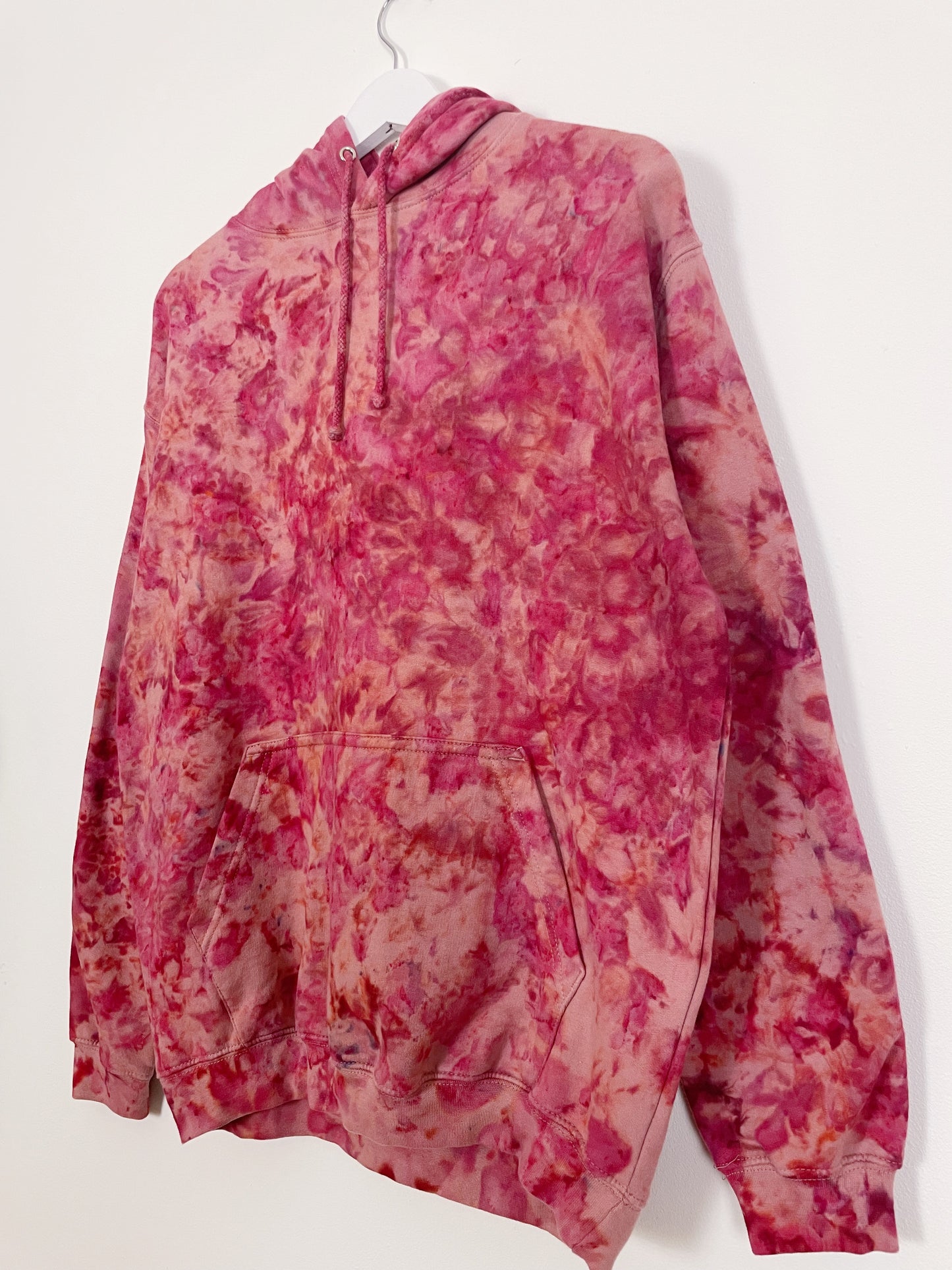 M | Ice Dye Crushed Raspberry Hand Dyed Pullover Hoodie