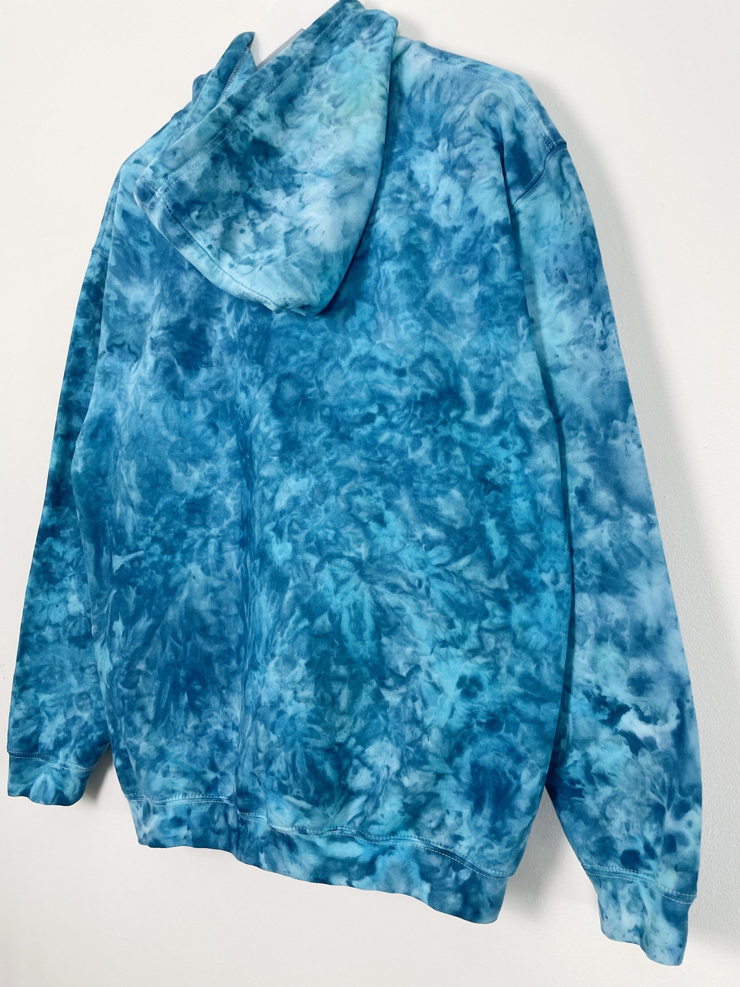 L | Ice Dye Ocean Blue Hand Dyed Pullover Hoodie