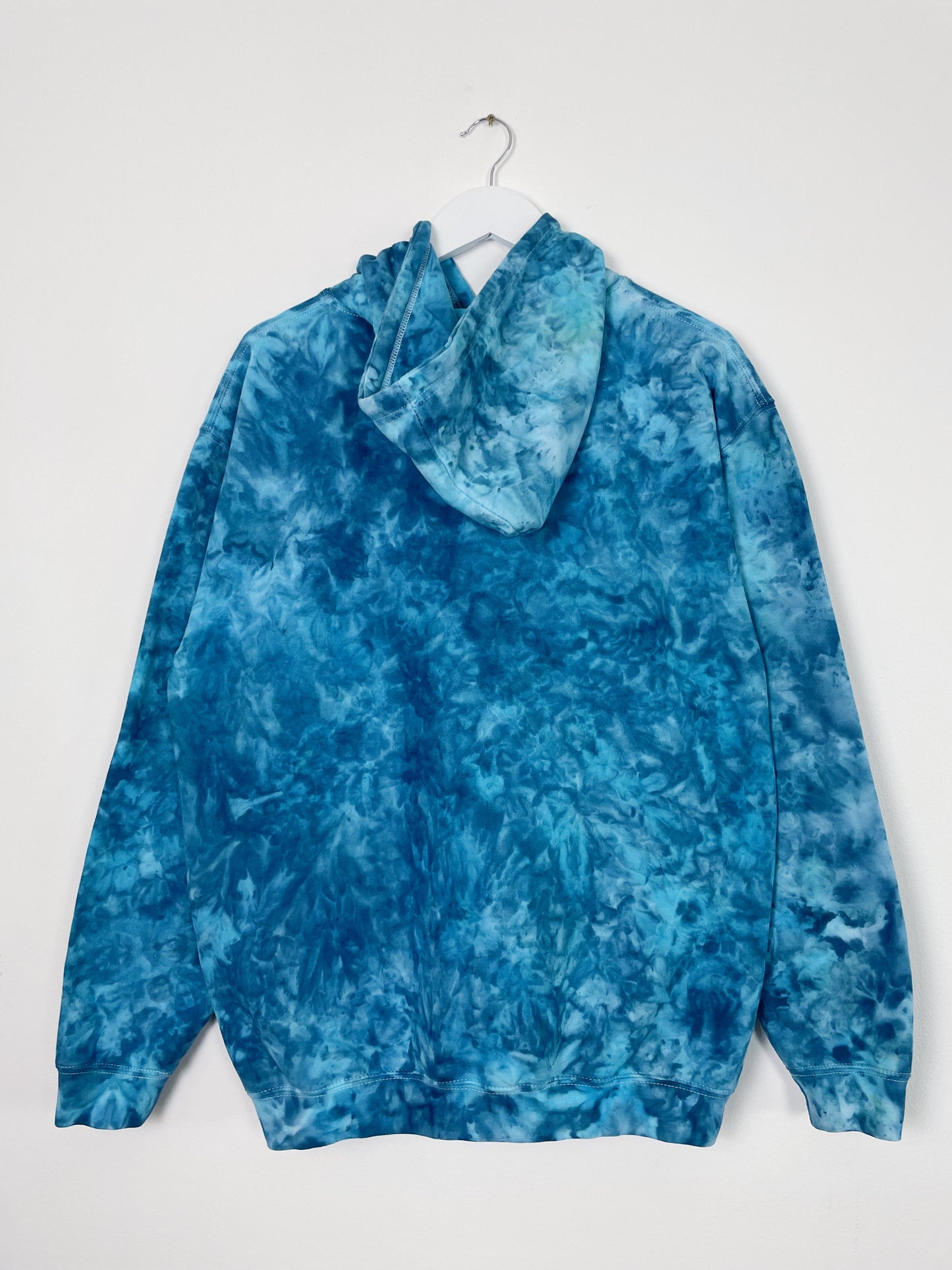 L | Ice Dye Ocean Blue Hand Dyed Pullover Hoodie