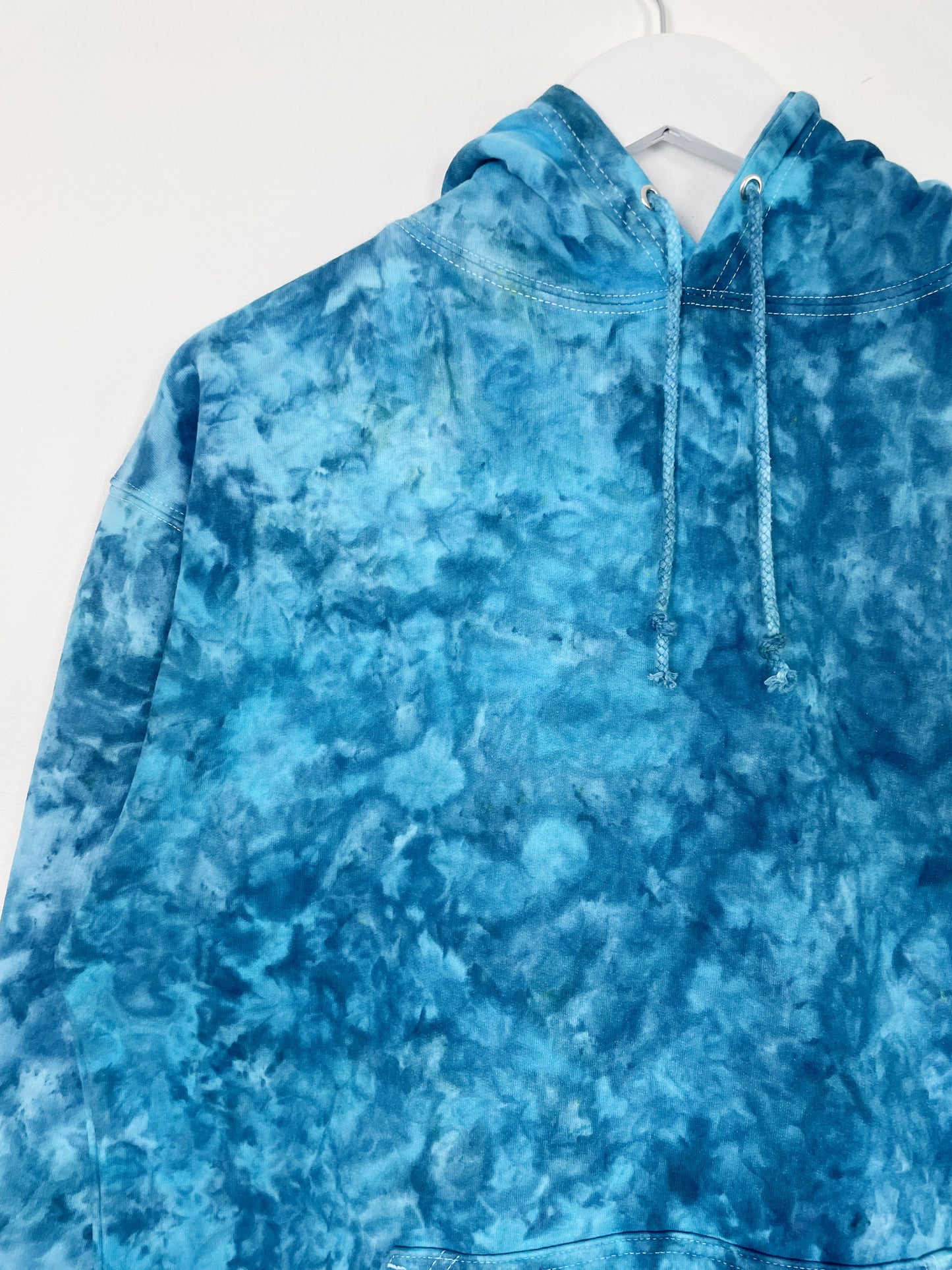L | Ice Dye Ocean Blue Hand Dyed Pullover Hoodie
