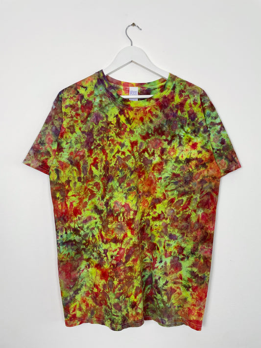 L | Ice Dye Rainbow Multicolour Hand Dyed Ice Tie Dye T-Shirt
