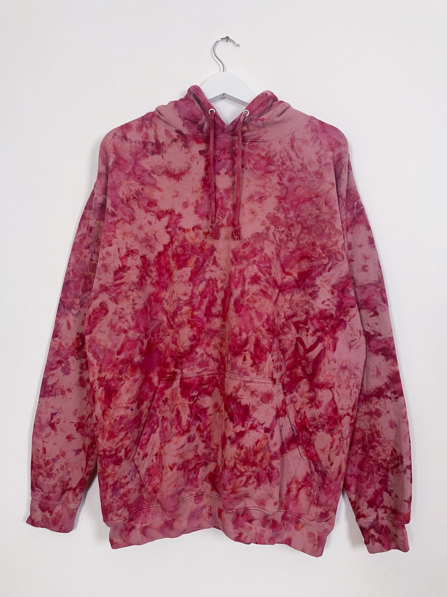 L | Ice Dye Crushed Raspberry Hand Dyed Pullover Hoodie