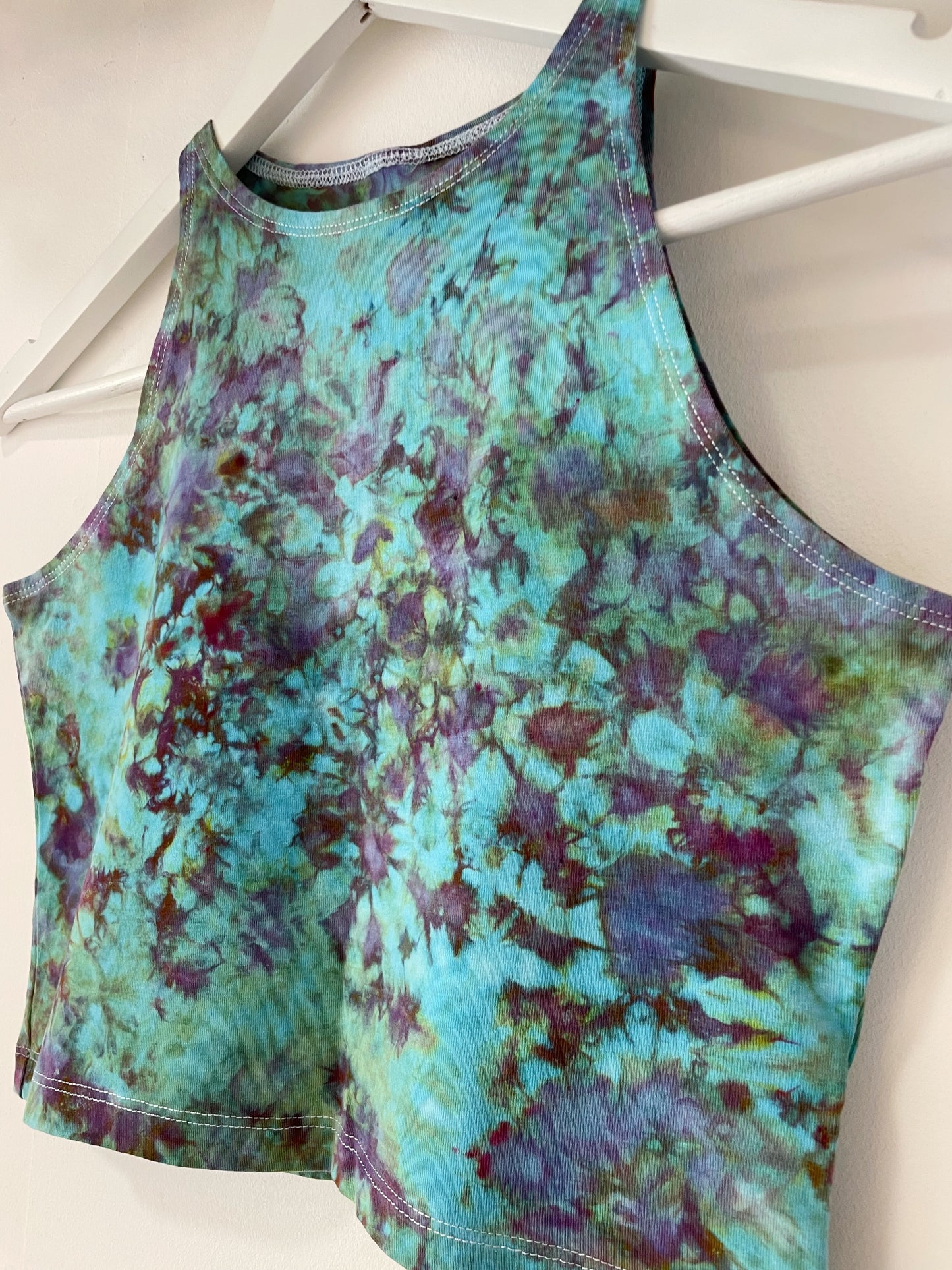 Ice Dye Blue/Purple/Green Crop Vest