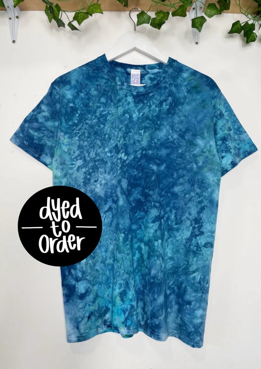 Made to Order - Ice Dye Ocean Blue Hand Ice Tie Dye T-Shirt