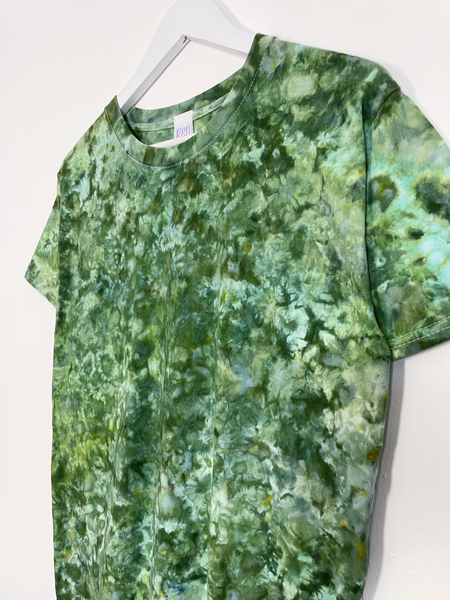 S | Ice Dye Dark Green Hand Dyed Ice Tie Dye T-Shirt