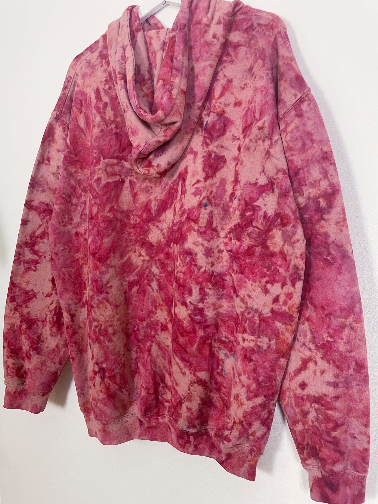 XL | Ice Dye Crushed Raspberry Hand Dyed Pullover Hoodie