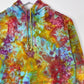 S | Ice Dye Rainbow Pink Multicolour Hand Dyed Pullover Hoodie